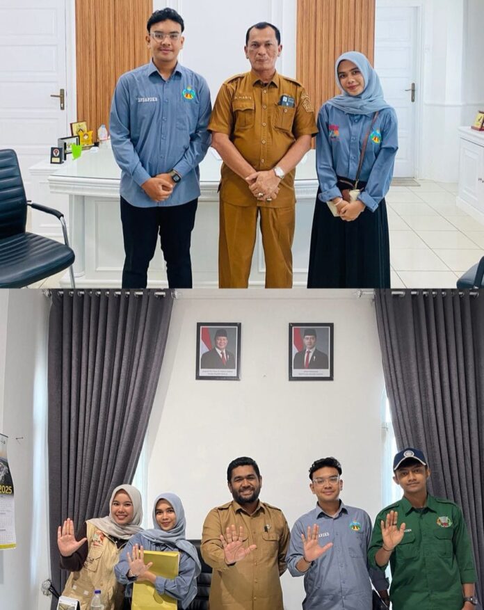 Pengurus Fasil Falak Lhokseumawe bertemu Plt Sekda A Haris SSos MSi dan Asisten I Pemko Lhokseumawe M Maxalmina SHI MH. Foto Ist